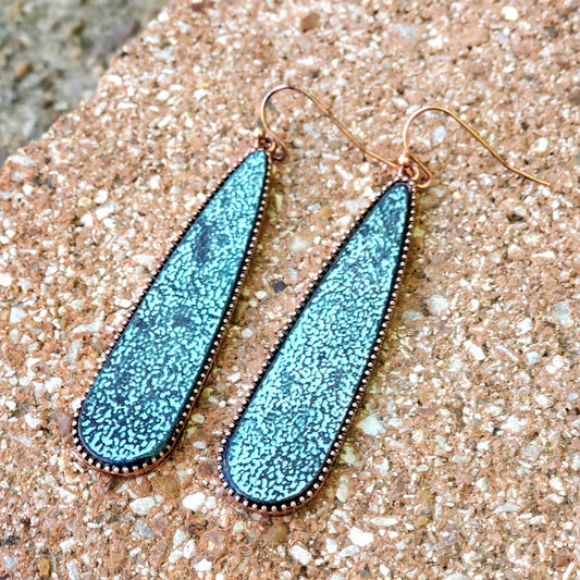 Long Teardrop Cast Dangle Earrings