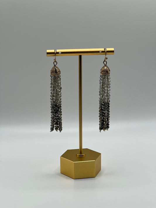 2 Tone Bead Tassel Earrings