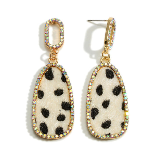 Rhinestone Leopard Teardrop Earrings